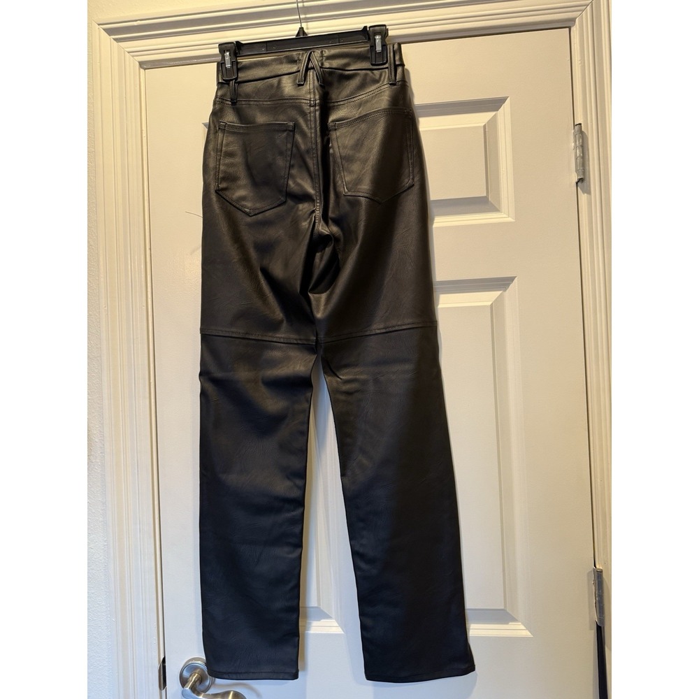 Good American Good Boy Bootcut Faux Leather Pants Black Women 2 26 holiday NYE - Picture 5 of 7